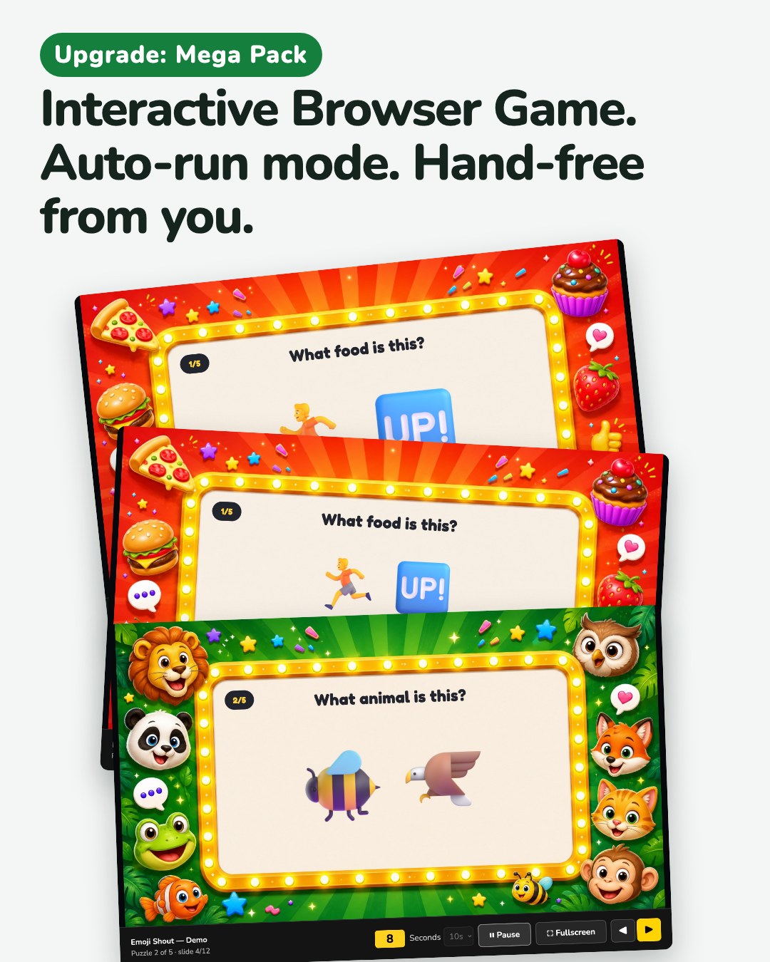 The Interactive Browser Game: a challenge, the reveal, and auto-play running